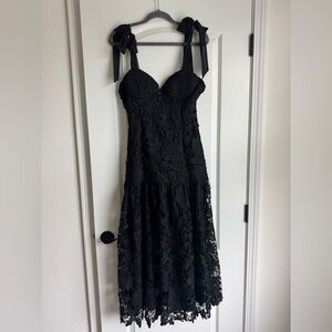 Baltic Born Black Lace Midi Dress